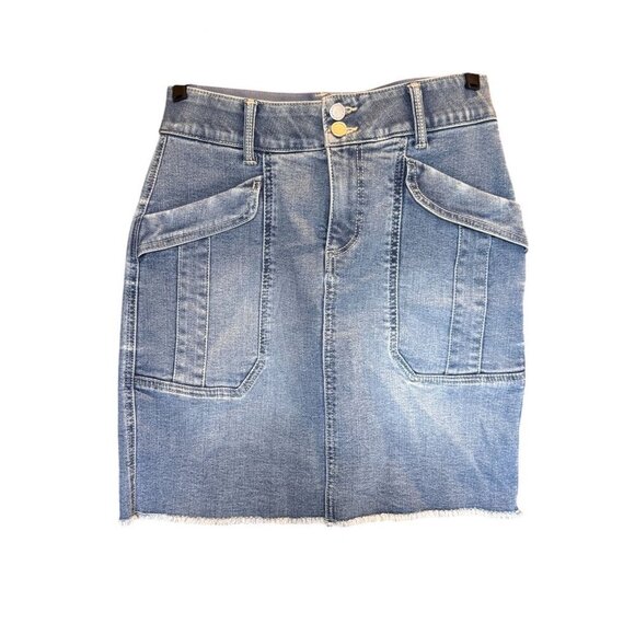 Wit & Wisdom Frayed Hem With Pocket Details Denim Skirt Women's Size 4 - Picture 1 of 7